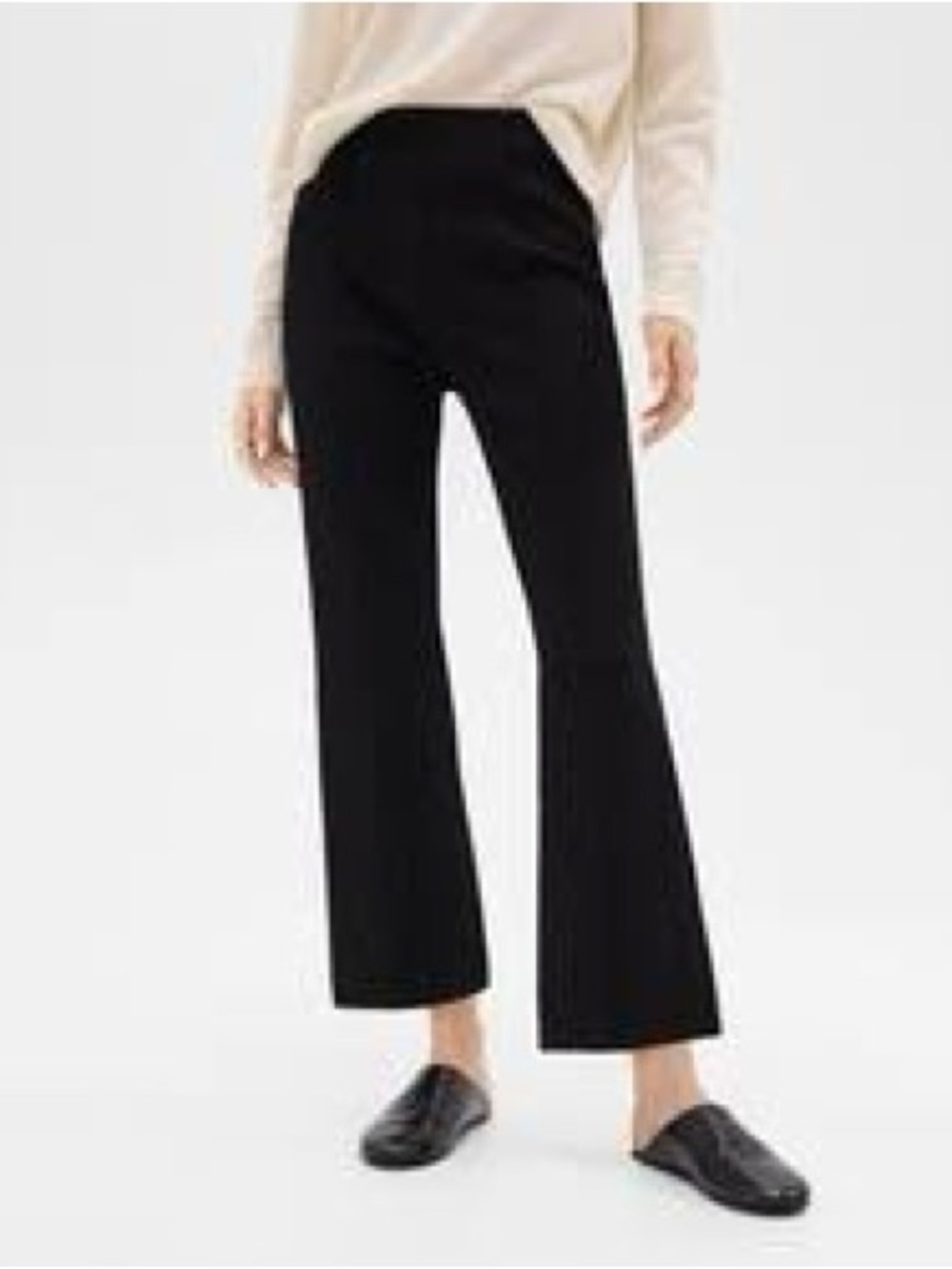 THEORY Black Pull On Ankle Cropped Pants Flare Work Casual Designer Luxury S